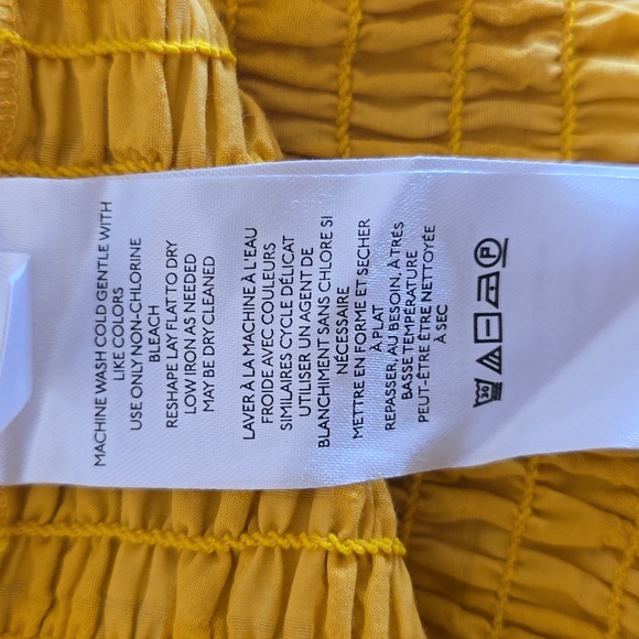 Anthropologie Maeve Yellow Gingham Smocked Halter Neck Plunge Tank Size Large - Picture 9 of 11